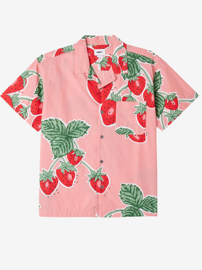 Obey Spring 2024 Jumbo Berries Short Sleeve Buttondown Shirt | FLAMINGO PINK MULTI (PMU) 