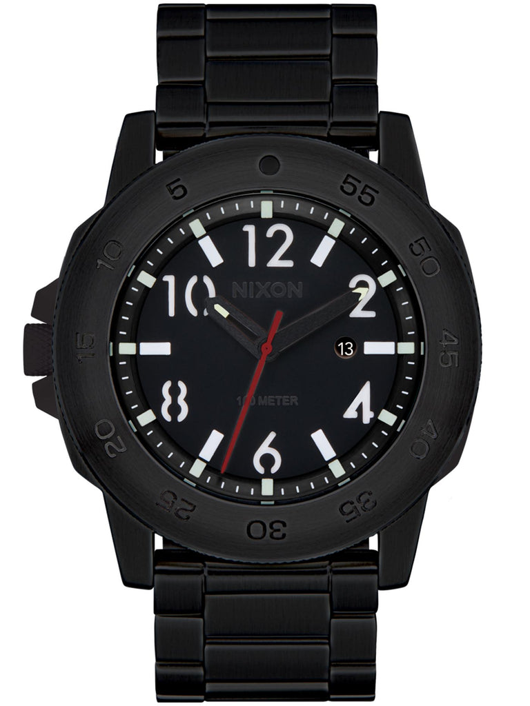 NIXON Relógio analógico Smyth 44 A1414-100 m resistente à água (face de 44 mm, pulseira de aço inoxidável de 23 mm), Prata/túnel preto ombré, Mens Standard, Smyth 44