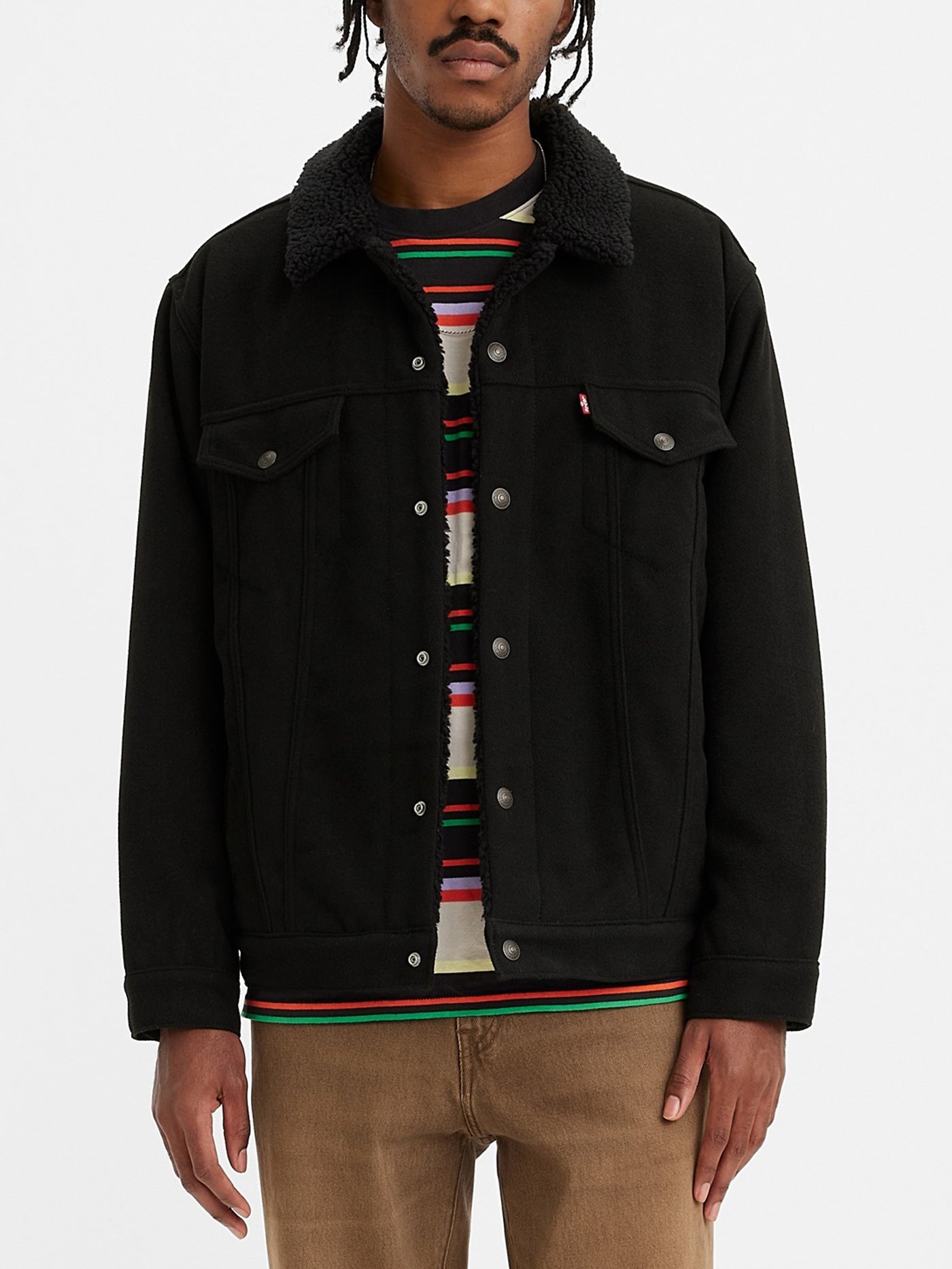 Relaxed Fit Trucker Jacket - Black