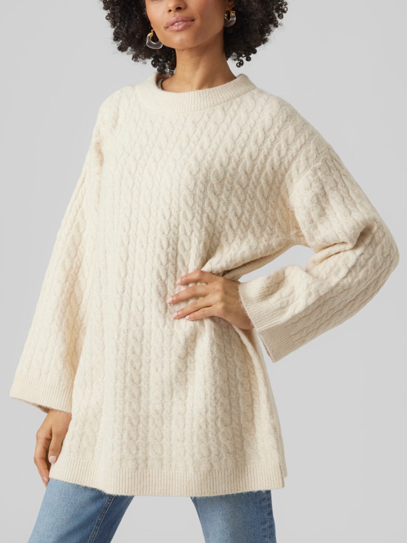 Women's Oversized Comfy Cord Knit Pullover Top