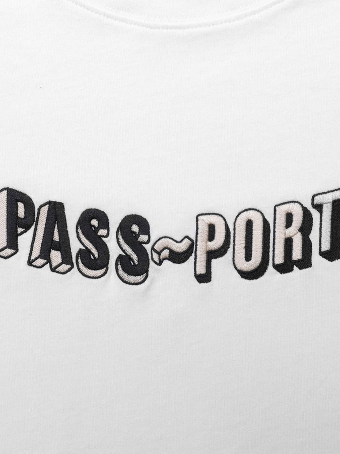 Pass Port Sunken Logo Embroidery T-Shirt Spring 2024 | WHITE