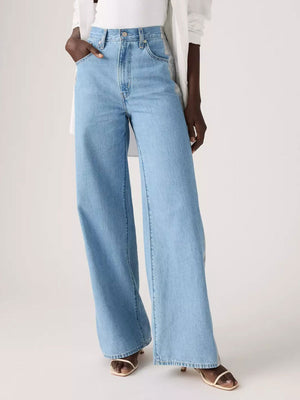 Jean Femme Taille Haute Coupe Droite Baggy - En Denim élastique, Jambes Larges, Pour Automne-hiver, Décontracté