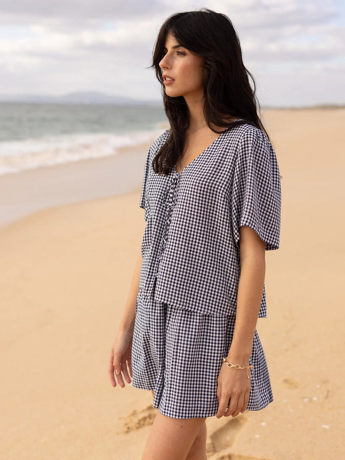 Gentle Fawn Quinn Shorts Summer 2026 | NAVY GINGHAM