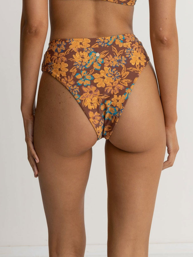 Rhythm Oasis Floral Deep V Hi Waist Bikini Bottom Spring 2024 | CHOCOLATE