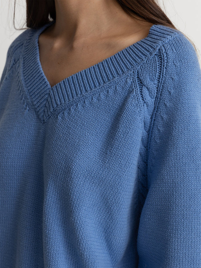 Rhythm Moonstone Women V-Neck Sweater Spring 2024 | BLUE