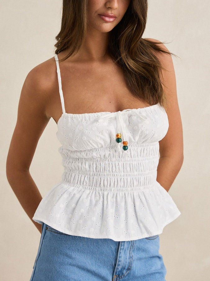Rhythm Gigi Tie Front Tank Top Spring 2026 | WHITE