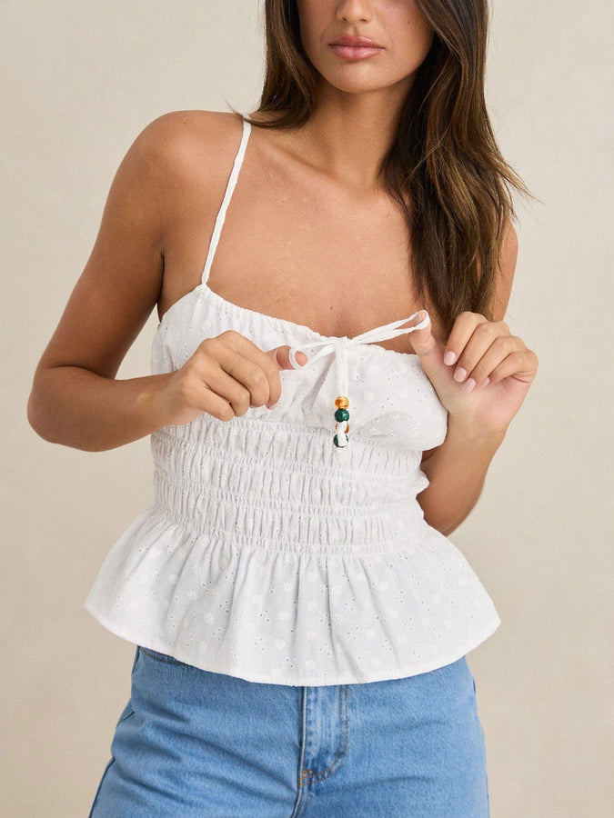 Rhythm Gigi Tie Front Tank Top Spring 2026 | WHITE