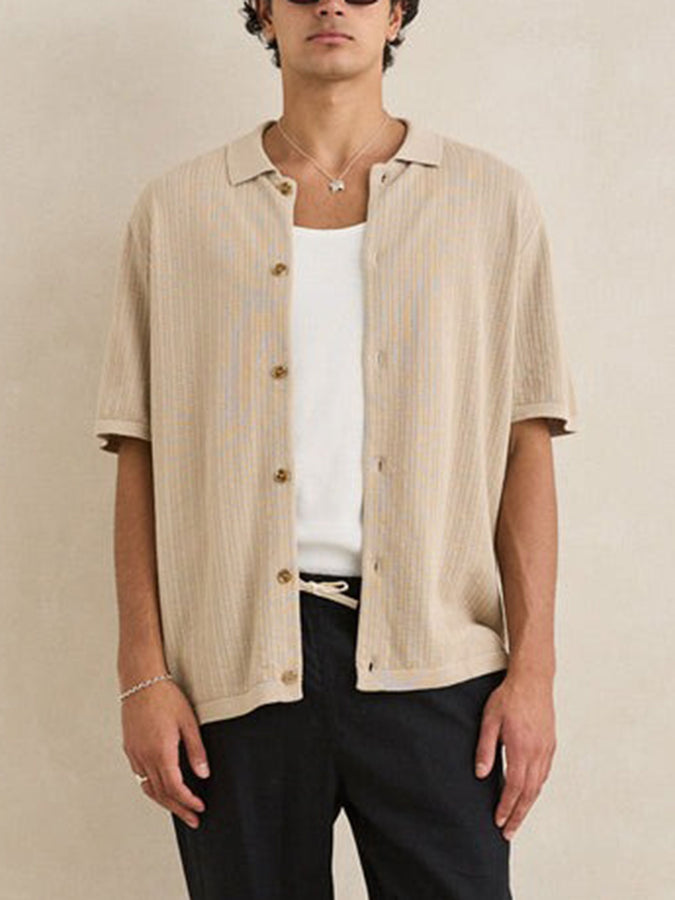 Rhythm Textured Knit S/S Buttondown Shirt Spring 2026 | STONE
