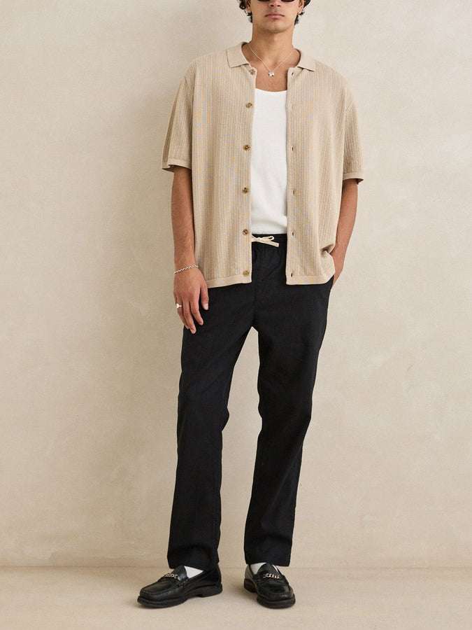 Rhythm Textured Knit S/S Buttondown Shirt Spring 2026 | STONE