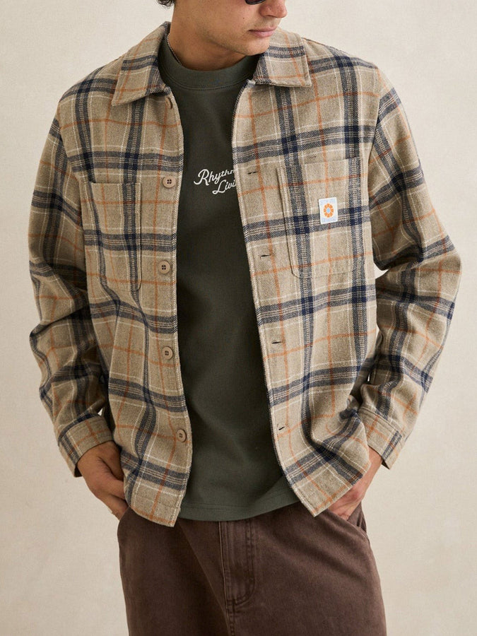 Rhythm Oscar Check Long Sleeve Buttondown Shirt Spring 2026 | STONE