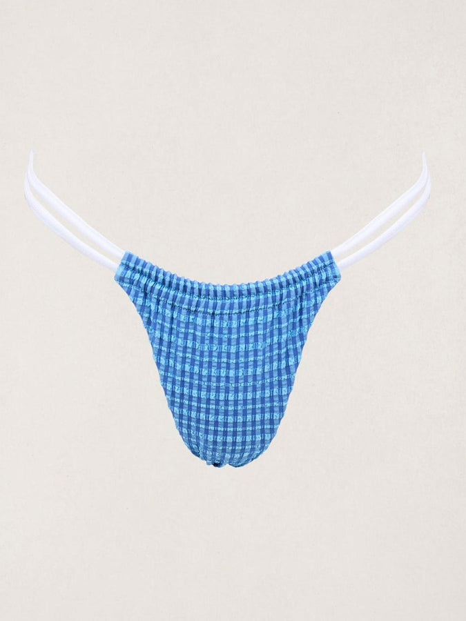 Rhythm Lola Check Double Strap Itsy Bikini Bottom Spring 2026 | BLUE
