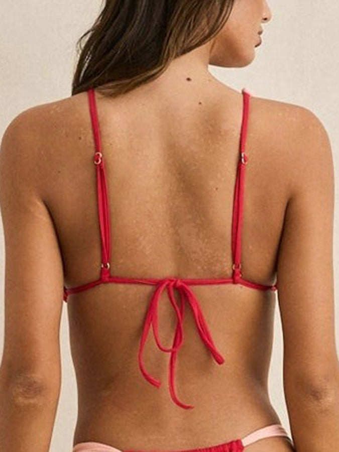 Rhythm Lily Rib Soft Strap Slide Tri Bikini Top Spring 2026 | WATERMELON