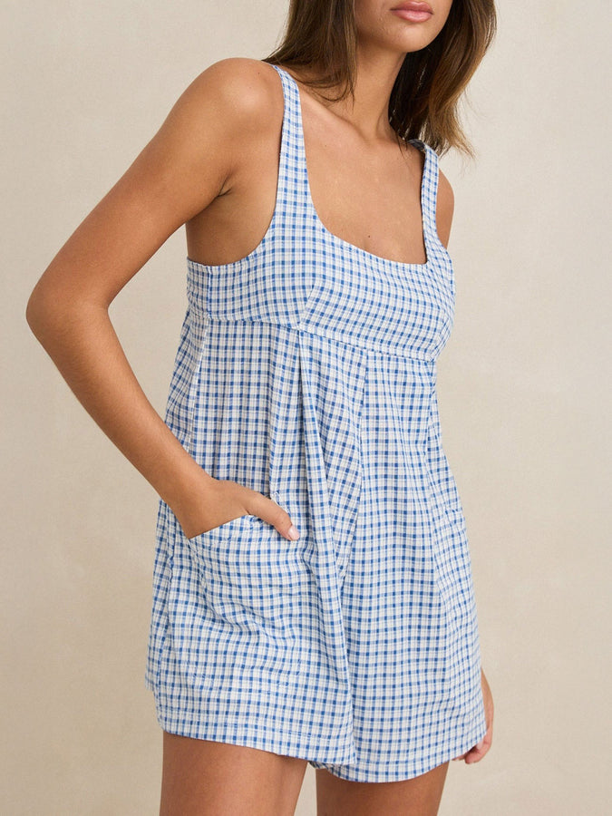 Rhythm Lola Check Romper Spring 2026 | BLUE