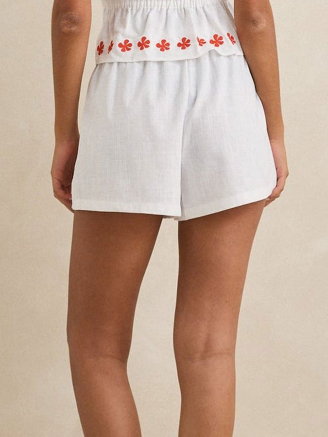 Rhythm Melia Floral Embroidered Shorts Spring 2026 | WHITE