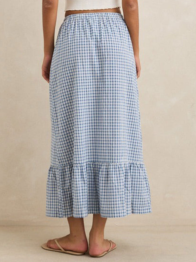 Rhythm Lola Check Tiered Skirt Spring 2026 | BLUE