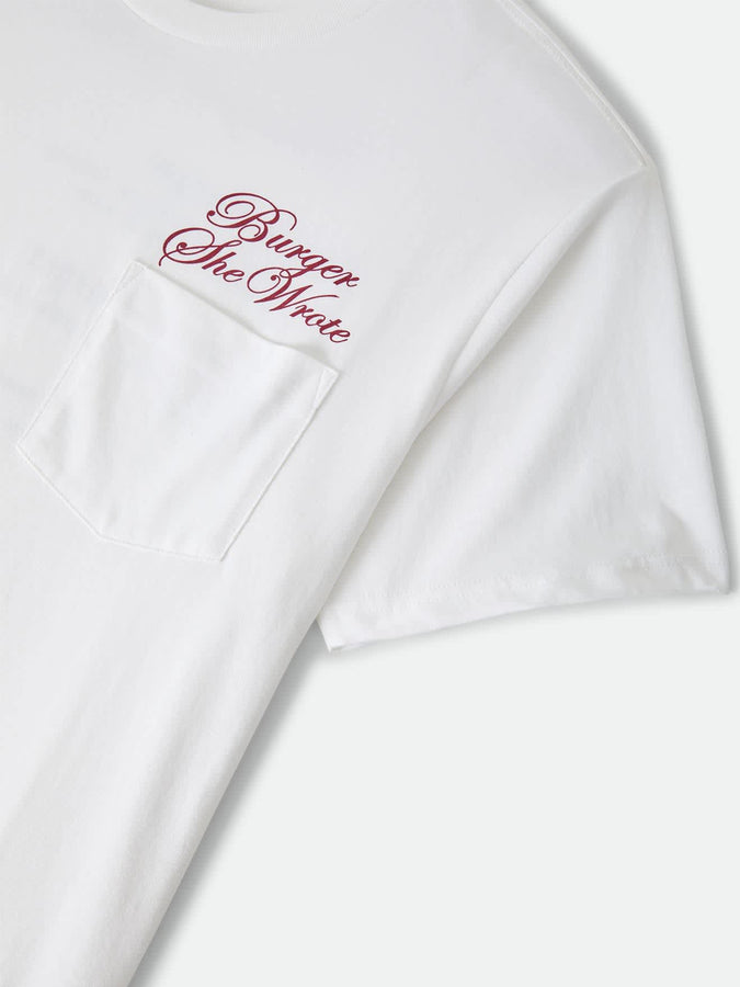Brixton Burger She Wrote Pocket T-Shirt Fall 2026 | WHITE