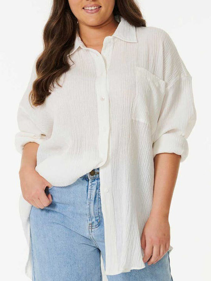 Rip Curl Premium Surf Holiday Long Sleeve Buttondown Shirt Fall 2025 | WHITE (1000)