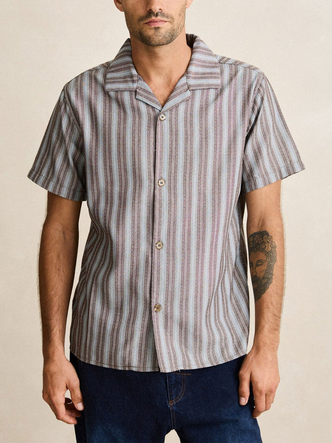 Rhythm Vacation Stripe S/S Buttondown Shirt Summer 2026 | CHOCOLATE