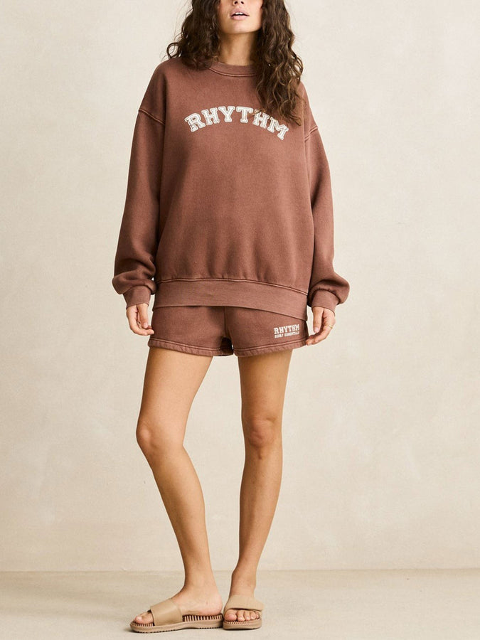Rhythm Collegiate Oversized Crewneck Sweatshirt Summer 2026 | CHOCOLATE