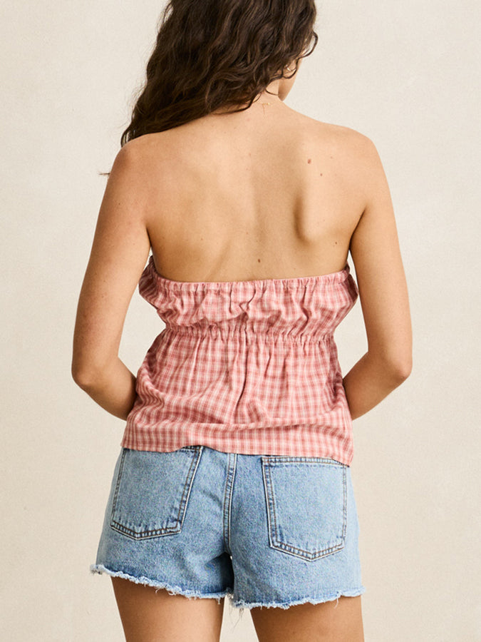 Rhythm Kirra Check Strapless Top Summer 2026 | PINK