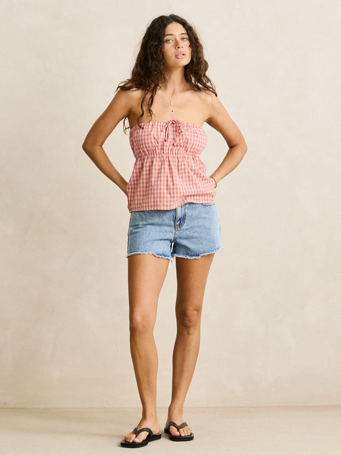 Rhythm Kirra Check Strapless Top Summer 2026 | PINK