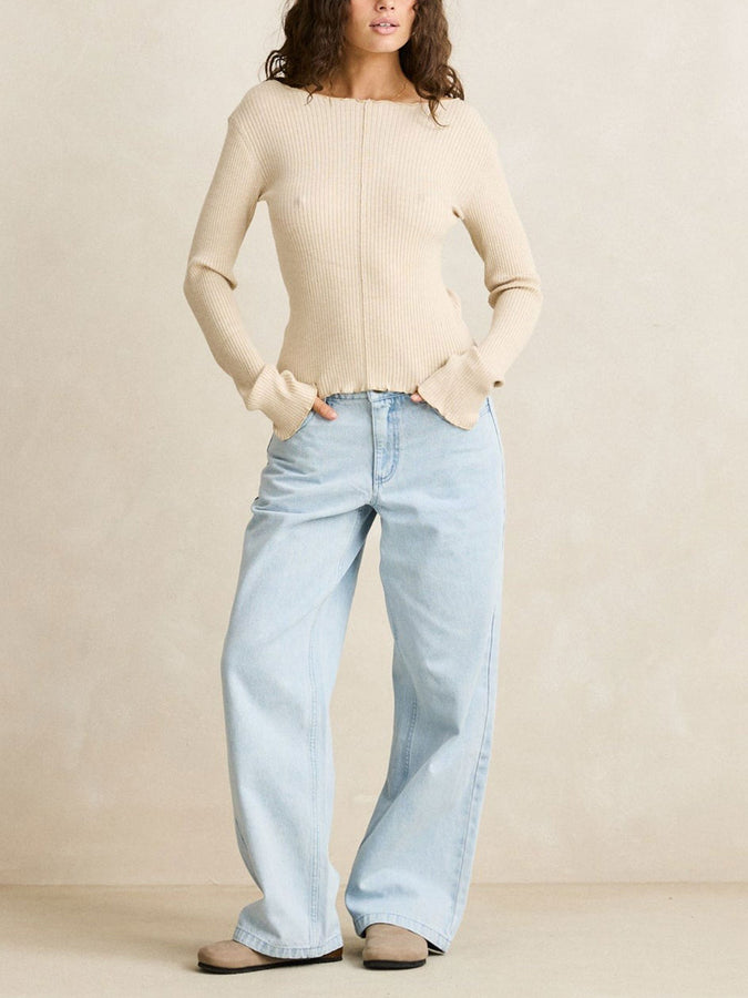 Rhythm Essential Knit Long Sleeve T-Shirt Summer 2026 | WHITE MARLE