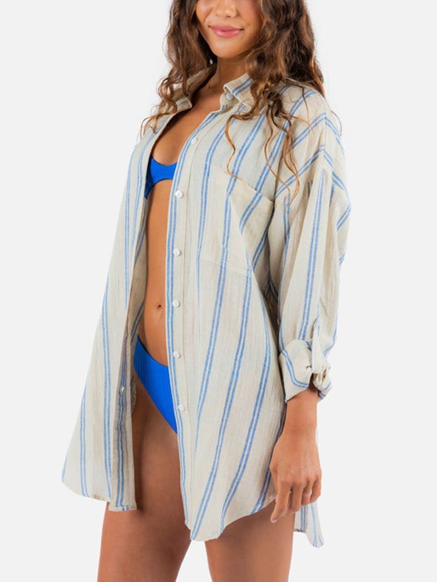Rip Curl Summer 2024 Premium Surf Holiday Stripe Long Sleeve Buttondown Shirt