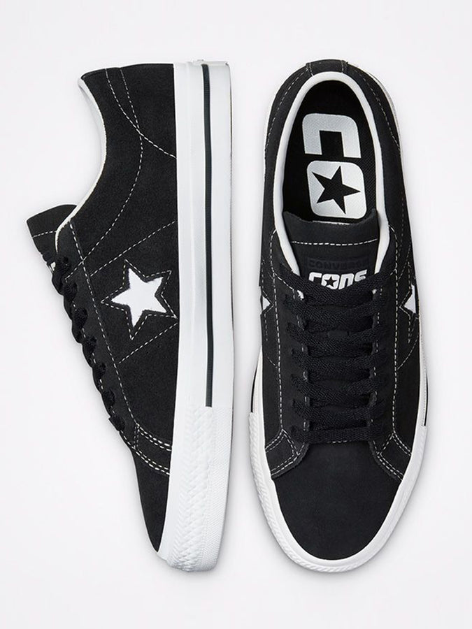 Converse One Star Pro Low Top Black/Black/White Shoes | BLACK/BLACK/WHITE