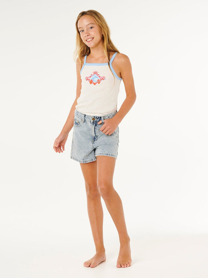 Rip Curl Sunshine Squad Rib Tank Top (Girls 7-14) Spring 2026 | BONE (3021)