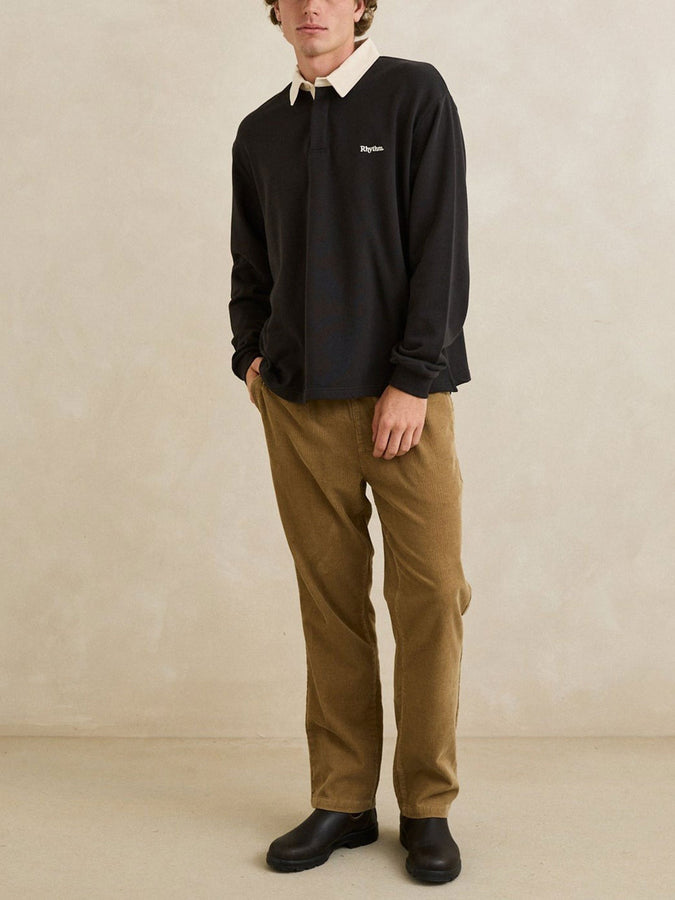 Rhythm Koa Vintage Rugby Long Sleeve Polo Fall 2026 | BLACK