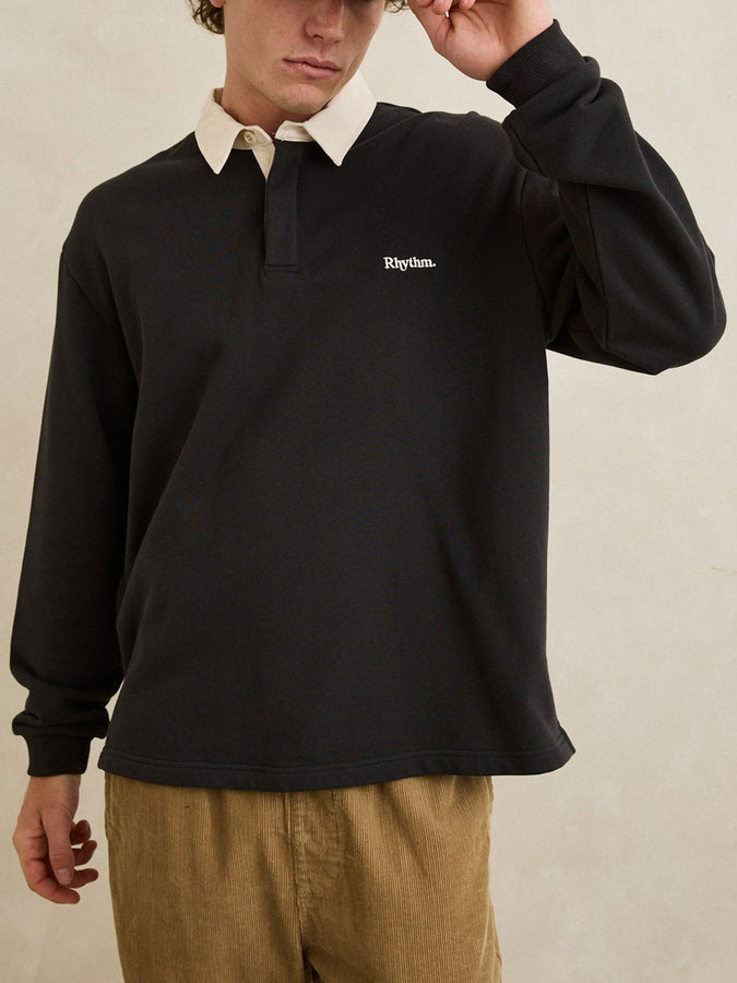 Rhythm Koa Vintage Rugby Long Sleeve Polo Fall 2026 | BLACK