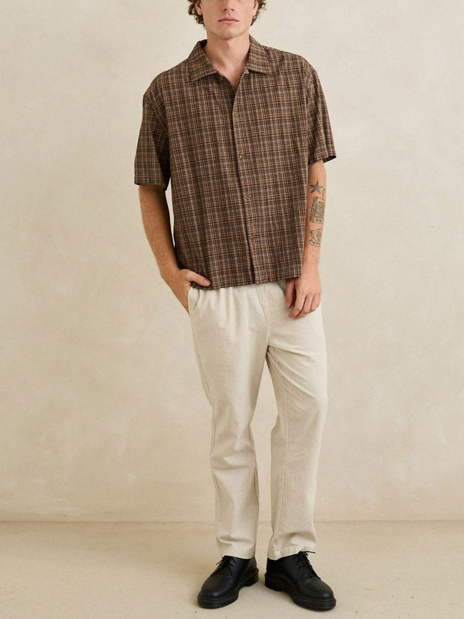 Rhythm Relaxed Brady Check S/S Buttondown Shirt Fall 2026 | COFFEE