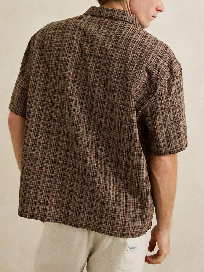 Rhythm Relaxed Brady Check S/S Buttondown Shirt Fall 2026 | COFFEE
