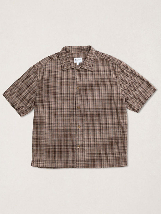 Rhythm Relaxed Brady Check S/S Buttondown Shirt Fall 2026 | COFFEE