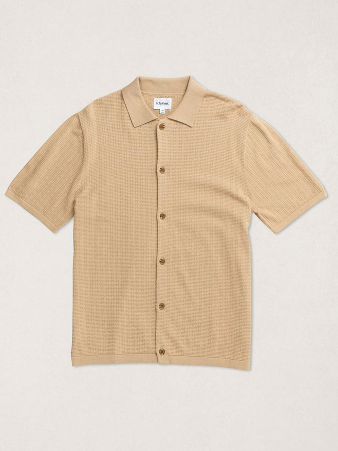 Rhythm Textured Knit Short Sleeve Buttondown Shirt Fall 2026 | SAND