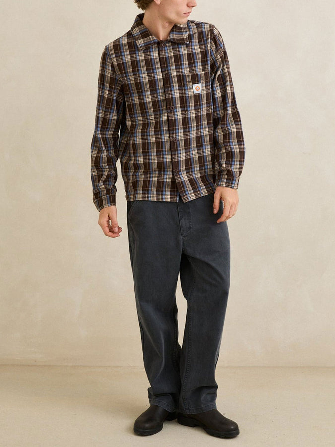 Rhythm Alex Check Long Sleeve Buttondown Shirt Fall 2026 | CHESTNUT