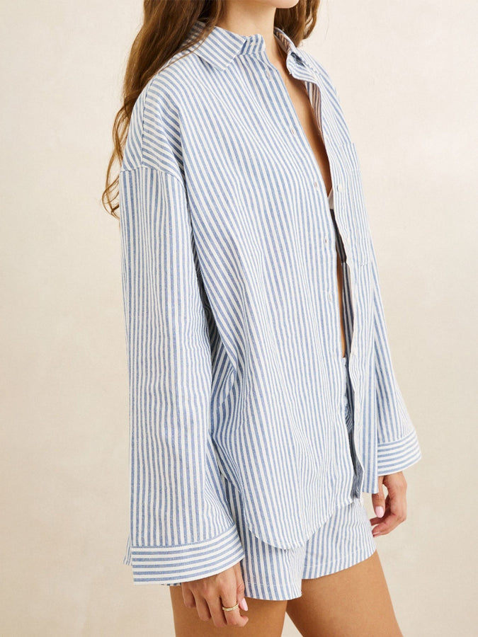 Rhythm Vista Stripe Oversized L/S Buttondown Shirt Fall 2026 | BLUE