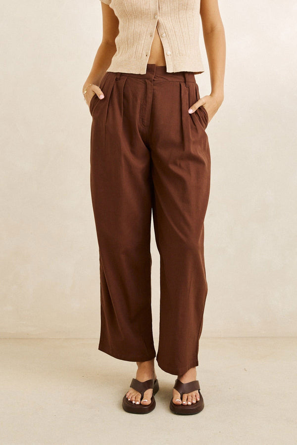 Rhythm Venice Tailored Linen Pants Fall 2026 | CHOCOLATE