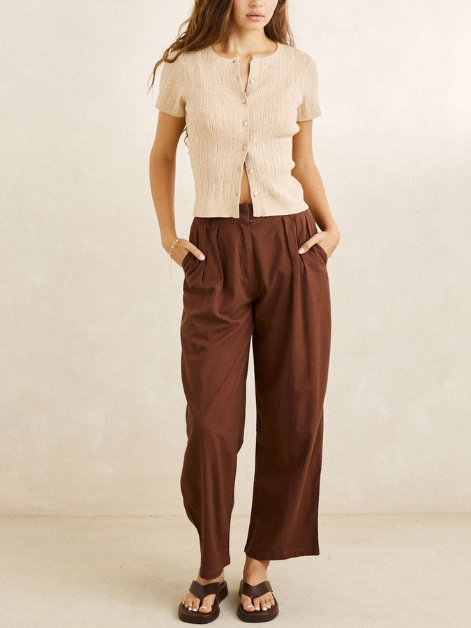 Rhythm Venice Tailored Linen Pants Fall 2026 | CHOCOLATE