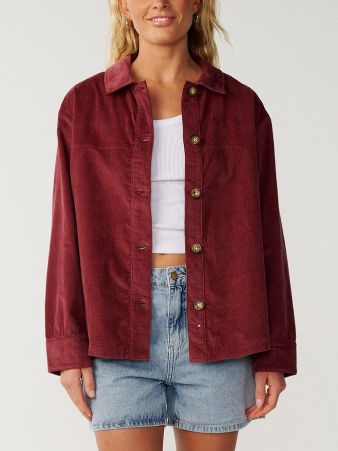 Rip Curl Keepsakes Washed Cord Long Sleeve Buttondown Shirt Fall 2026 | DARK PLUM (2924)