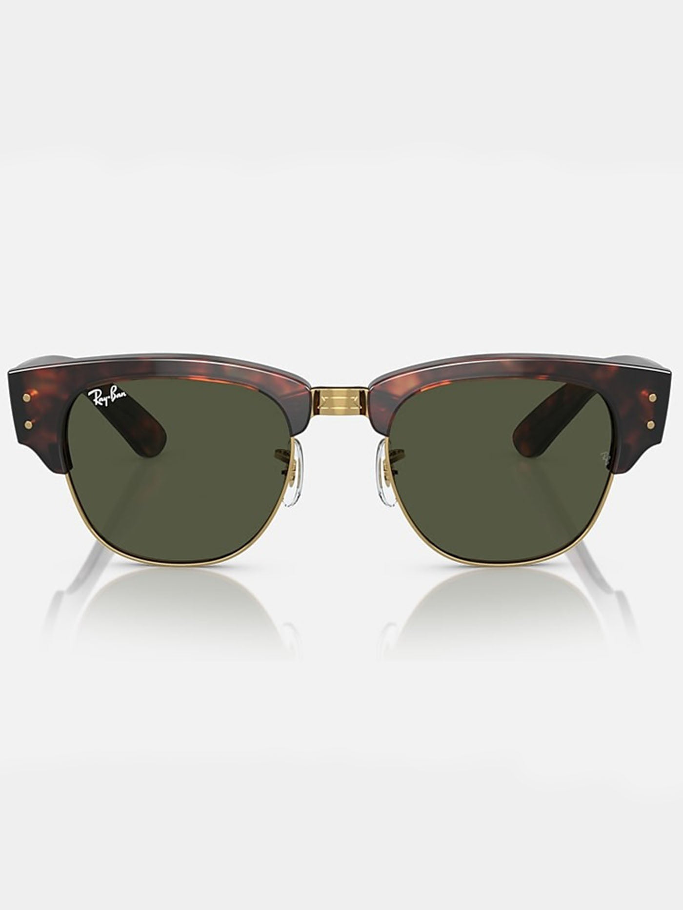 Ray Ban 2024 Mega Clubmaster Tortoise On Gold/Green Classic G-15 Sunglasses