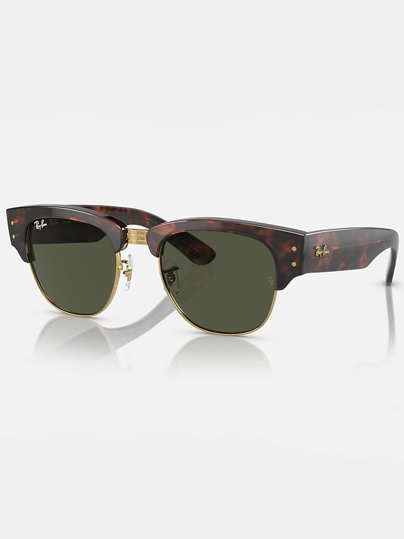 Ray Ban 2024 Mega Clubmaster Tortoise On Gold/Green Classic G-15 Sunglasses