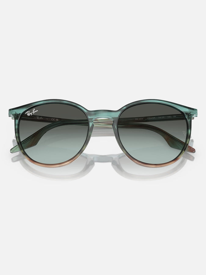 Ray-Ban 0RB2204 Striped Blue Green/Blue Vintage Sunglasses | STRIPD BLUE GREEN/BLUE VINTAGE