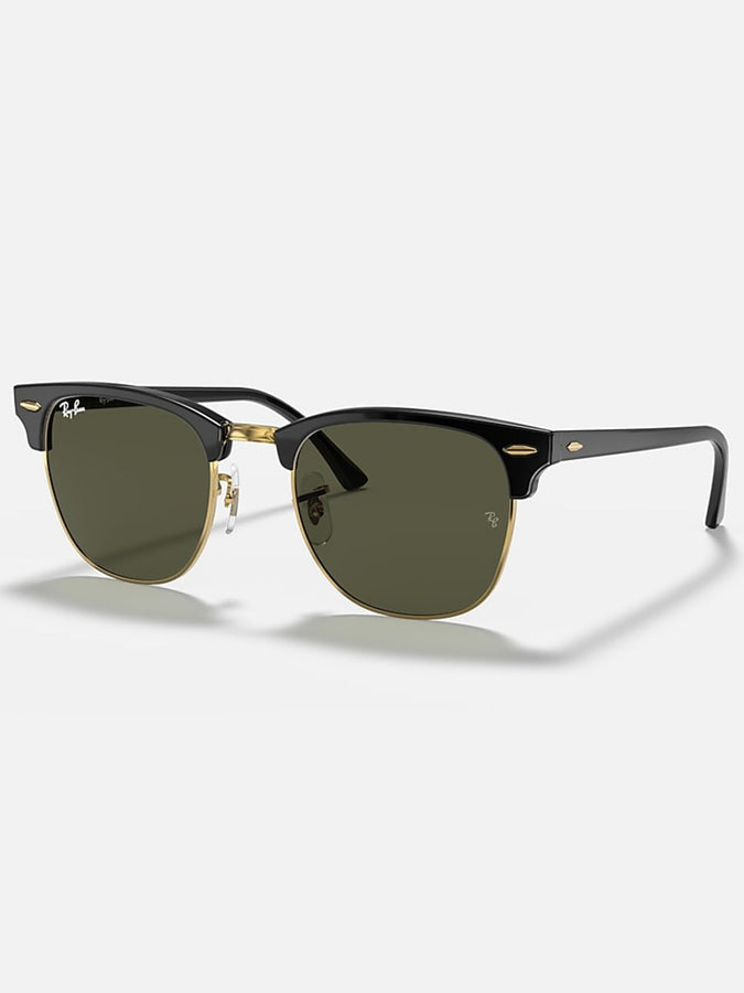 Ray Ban 2024 Clubmaster Black On Gold/Green Classic G-15 Sunglasses |  BLACK ON GOLD/GREEN