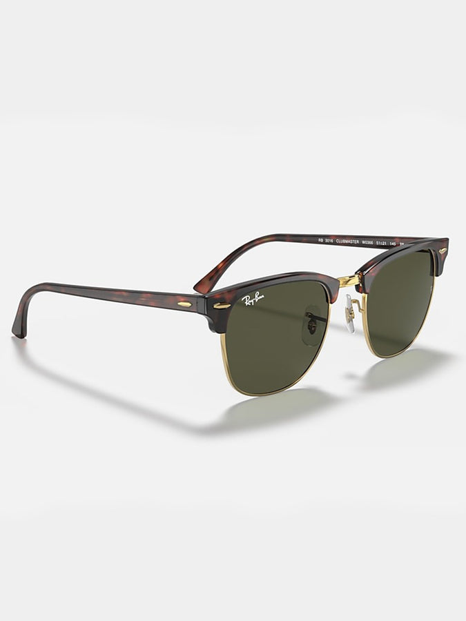 Ray Ban 2024 Clubmaster Tortoise On Gold/Green Classic G-15 Sunglasses | TORTOISE ON GOLD/GREEN