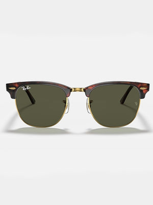 Ray Ban 2024 Clubmaster Tortoise On Gold/Green Classic G-15 Sunglasses