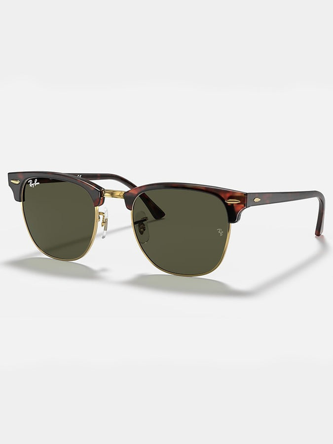 Ray Ban 2024 Clubmaster Tortoise On Gold/Green Classic G-15 Sunglasses | TORTOISE ON GOLD/GREEN 
