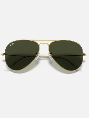 Ray Ban 2024 Aviator Large Metal Gold/Green Classic G-15 Sunglasses