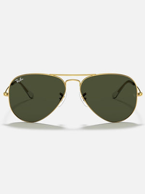 Ray Ban 2024 Aviator Large Metal Gold/Green Classic G-15 Sunglasses