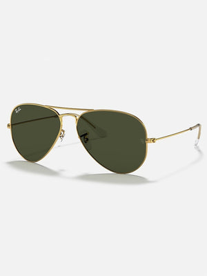 Ray Ban 2024 Aviator Large Metal Gold/Green Classic G-15 Sunglasses